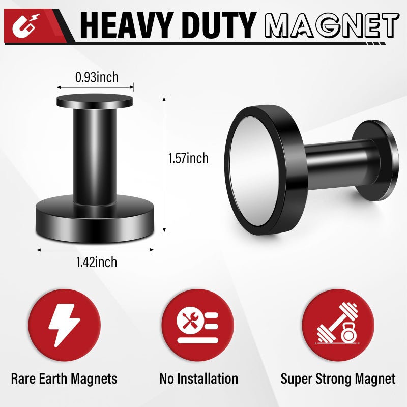 TOP MAGNETS خطافات مغناطيسية لكبائن الرحلات البحرية باللون الأسود بوزن 150 رطل، ملحقات خزانة إكليل مغناطيسي، خطافات مغناطيسية قوية للفصل الدراسي، شواية السبورة، تعليق مرآب السفن - 3 قطع - Image 4